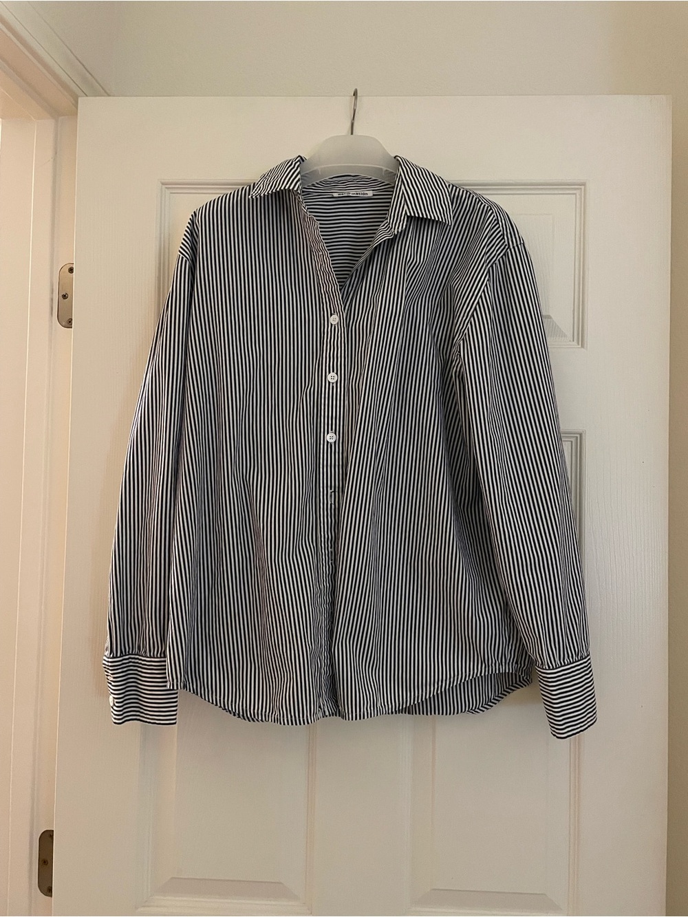 Reformation Striped Button Up Shirt Black White 100% Cotton Size S